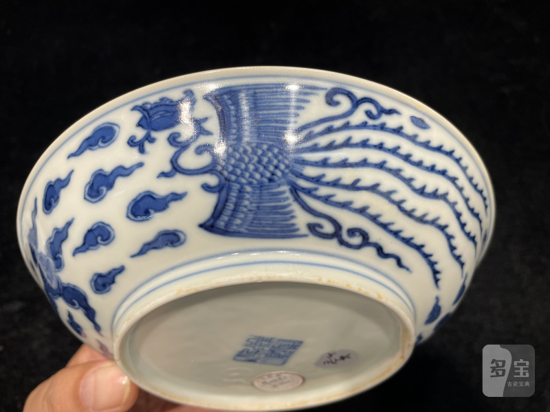 清道光 青花对头凤纹盘一对 - 图10